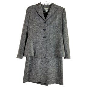 Ann Taylor Gray Tweed Professional Skirt Suit Work Business Size 8 Classic Basic